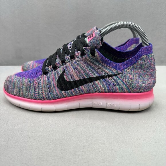 Nike Free RN Flyknit Womens Size 8 Shoes Multicolor Athletic Running Sneakers - Picture 3 of 8